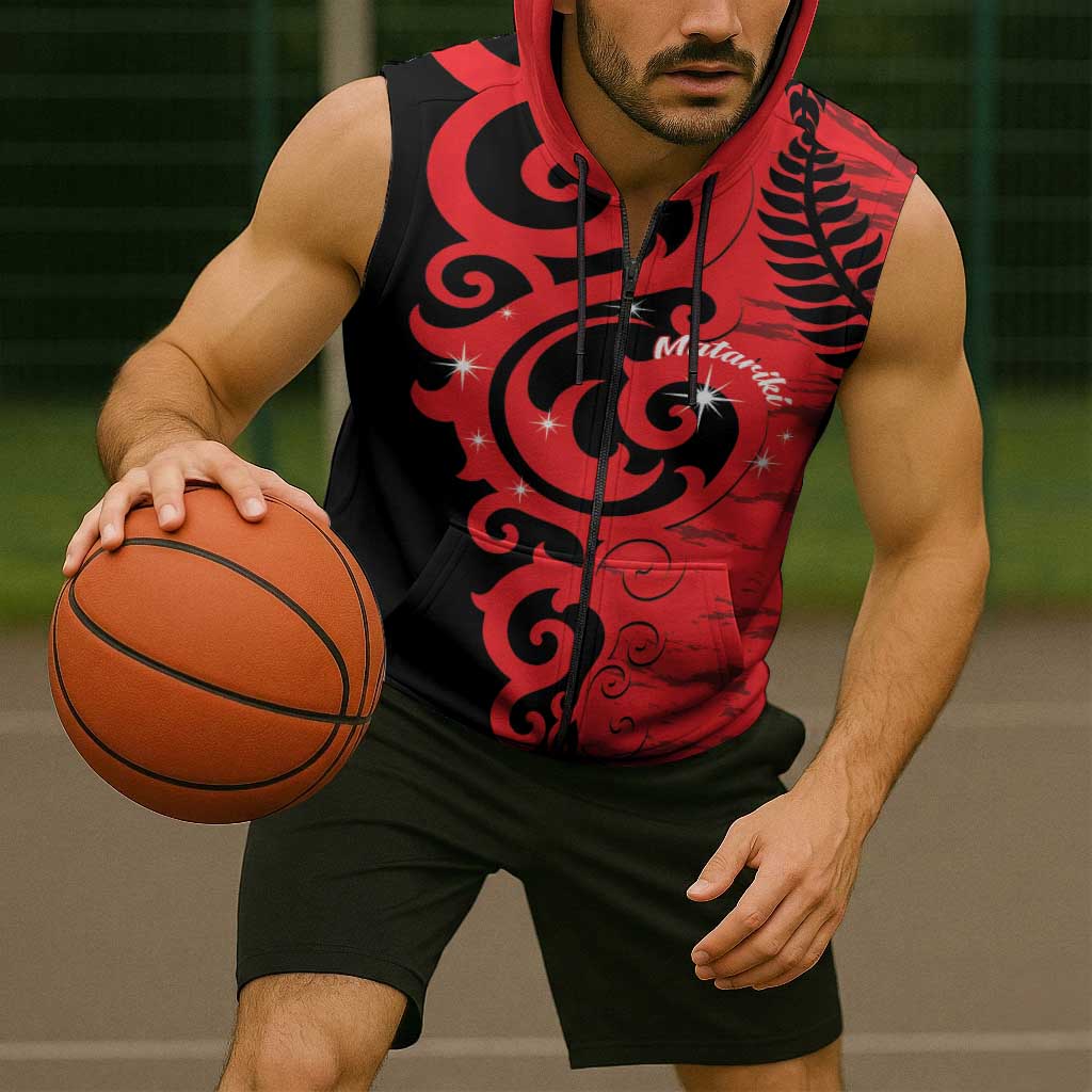 New Zealand Matariki Sleeveless Zip Hoodie Maori New Year Koru Pattern LT22 - Polynesian Pride