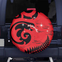 New Zealand Matariki Spare Tire Cover Maori New Year Koru Pattern LT22 No hole Red - Polynesian Pride