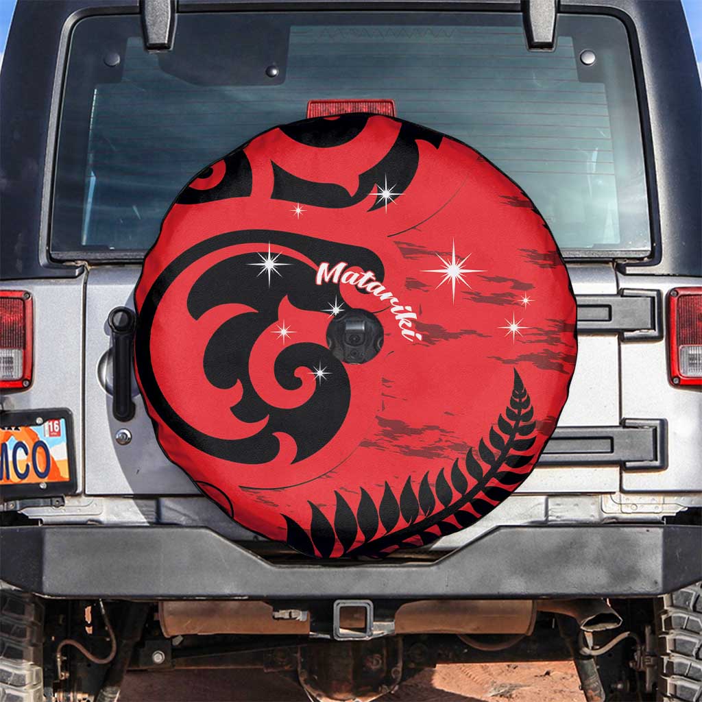 New Zealand Matariki Spare Tire Cover Maori New Year Koru Pattern LT22 Red - Polynesian Pride