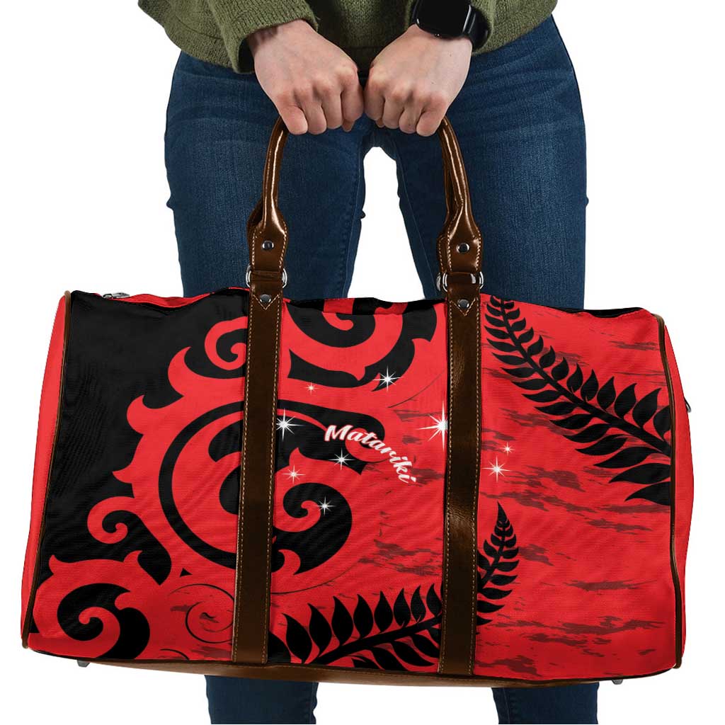 New Zealand Matariki Travel Bag Maori New Year Koru Pattern LT22 Red - Polynesian Pride