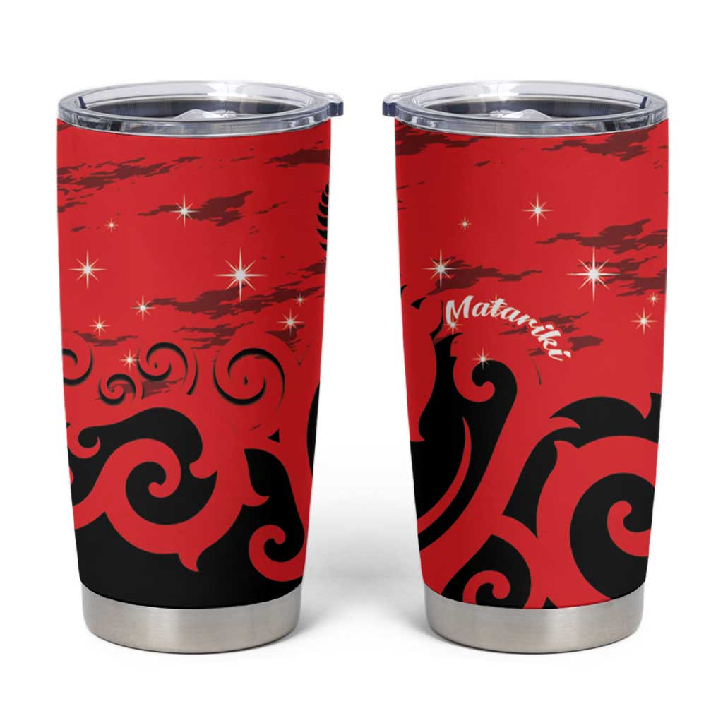 New Zealand Matariki Tumbler Cup Maori New Year Koru Pattern LT22 Red - Polynesian Pride