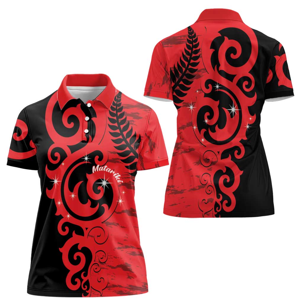 New Zealand Matariki Women Polo Shirt Maori New Year Koru Pattern LT22 - Polynesian Pride