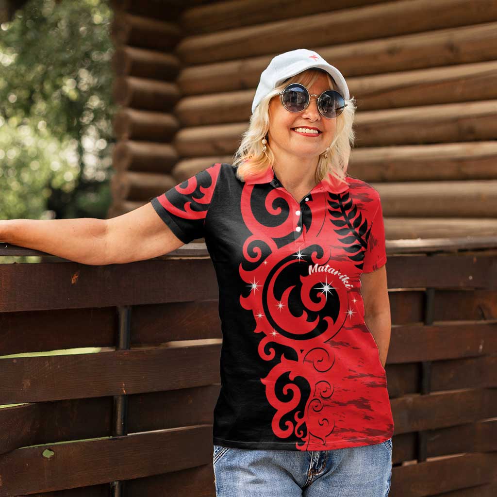 New Zealand Matariki Women Polo Shirt Maori New Year Koru Pattern LT22 - Polynesian Pride
