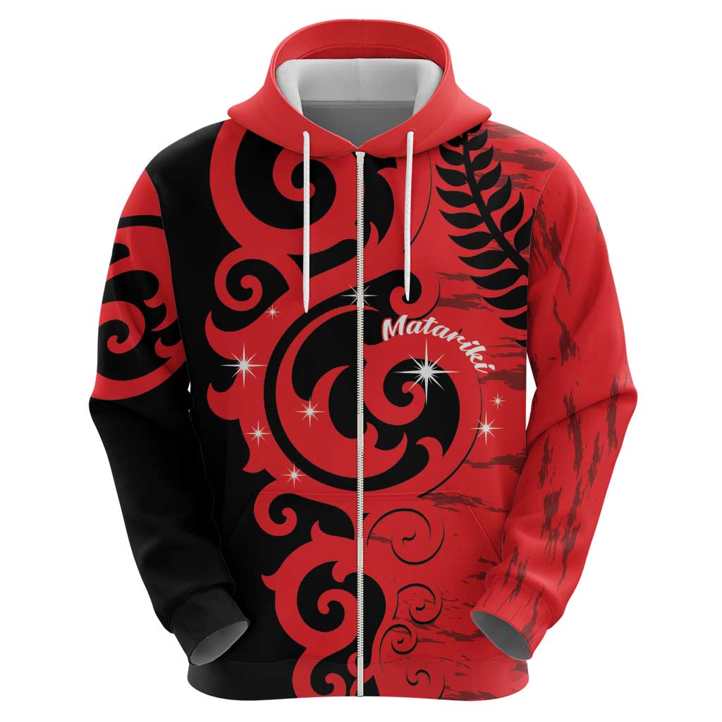 New Zealand Matariki Zip Hoodie Maori New Year Koru Pattern LT22 - Polynesian Pride