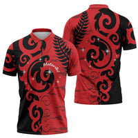 New Zealand Matariki Zipper Polo Shirt Maori New Year Koru Pattern LT22 - Polynesian Pride