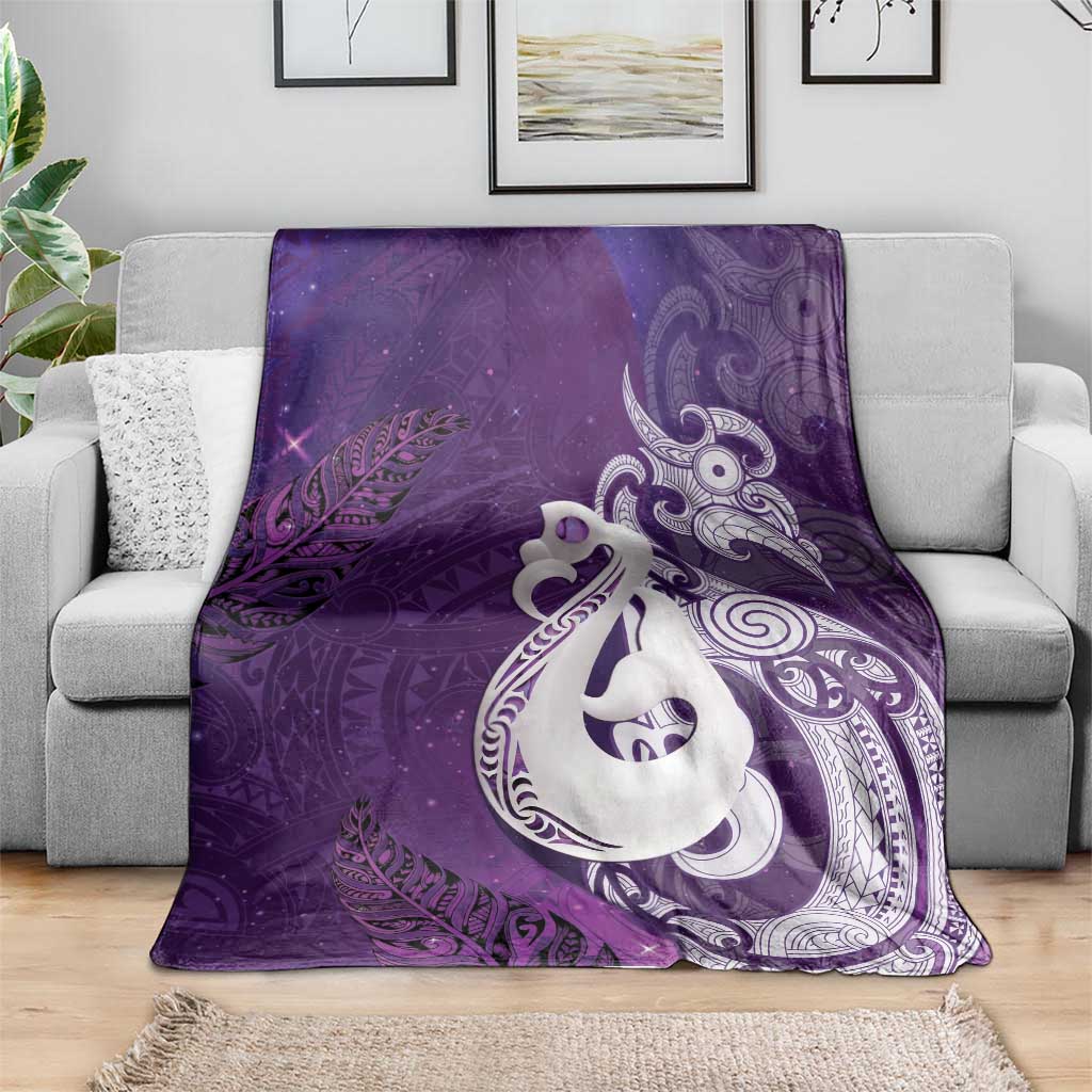 New Zealand Matariki Blanket Maori Manaia Galaxy Silver Fern Purple Color LT22 - Polynesian Pride