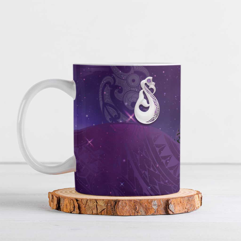 New Zealand Matariki Ceramic Mug Maori Manaia Galaxy Silver Fern Purple Color LT22 Purple - Polynesian Pride
