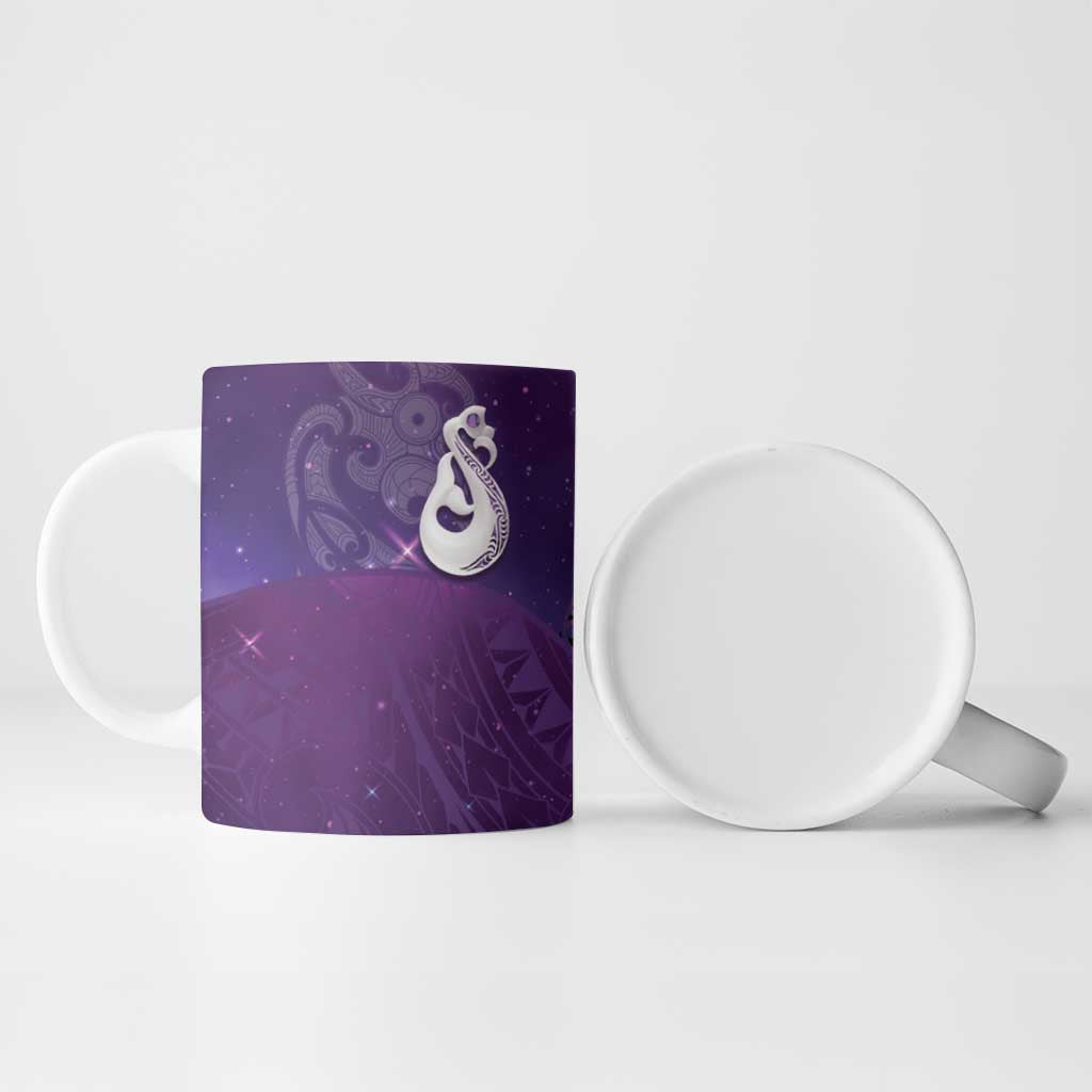 New Zealand Matariki Ceramic Mug Maori Manaia Galaxy Silver Fern Purple Color LT22 - Polynesian Pride
