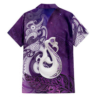 New Zealand Matariki Family Matching Mermaid Dress and Hawaiian Shirt Maori Manaia Galaxy Silver Fern Purple Color