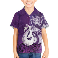 New Zealand Matariki Hawaiian Shirt Maori Manaia Galaxy Silver Fern Purple Color