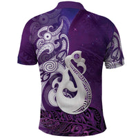 New Zealand Matariki Polo Shirt Maori Manaia Galaxy Silver Fern Purple Color