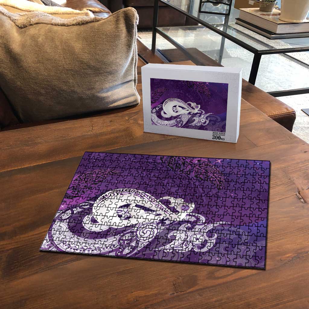 New Zealand Matariki Puzzle Maori Manaia Galaxy Silver Fern Purple Color LT22 - Polynesian Pride