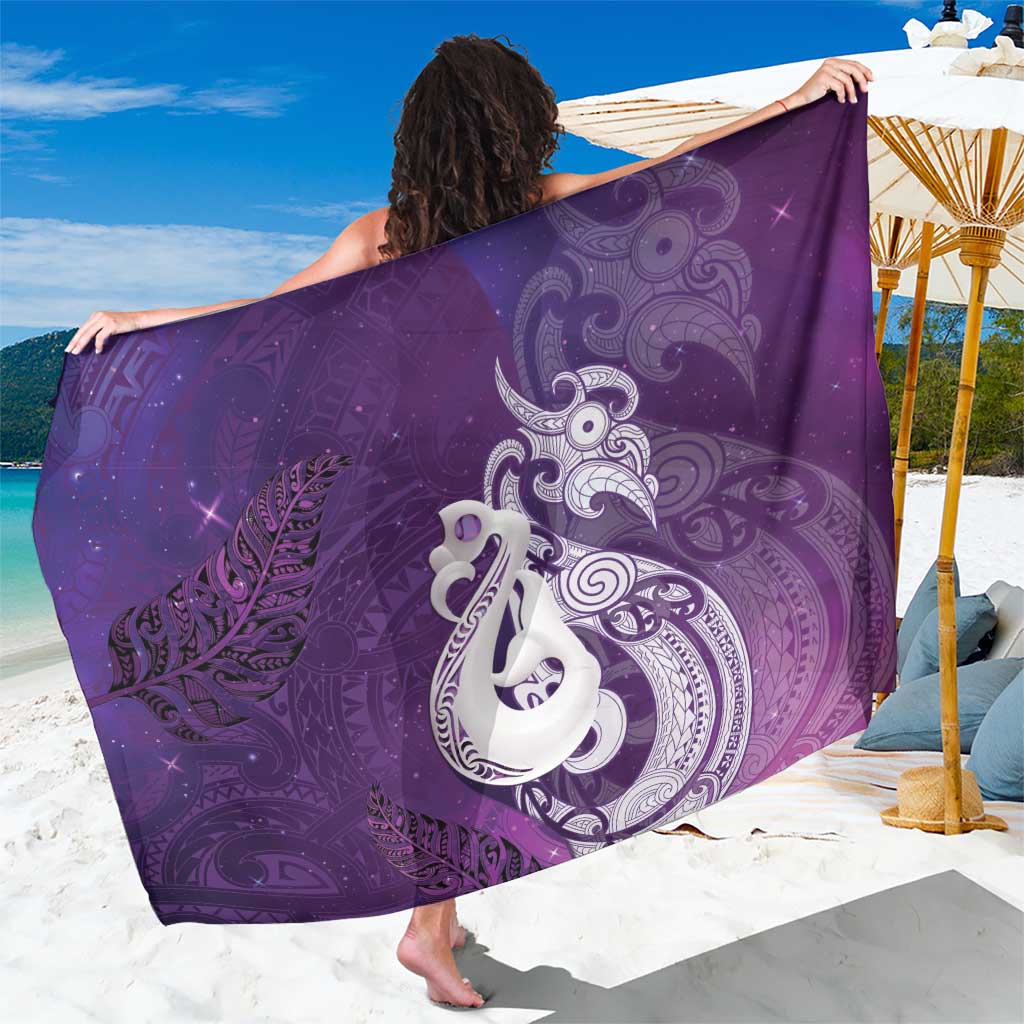 New Zealand Matariki Sarong Maori Manaia Galaxy Silver Fern Purple Color LT22 One Size 44 x 66 inches Purple - Polynesian Pride