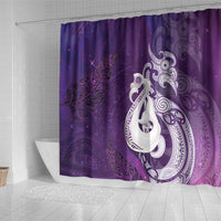 New Zealand Matariki Shower Curtain Maori Manaia Galaxy Silver Fern Purple Color