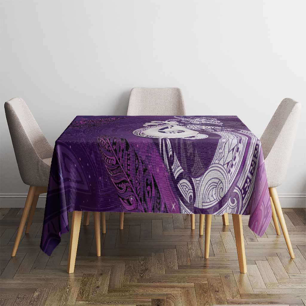 New Zealand Matariki Tablecloth Maori Manaia Galaxy Silver Fern Purple Color LT22 - Polynesian Pride