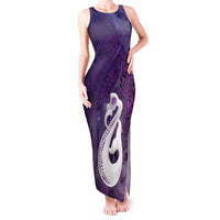 New Zealand Matariki Tank Maxi Dress Maori Manaia Galaxy Silver Fern Purple Color