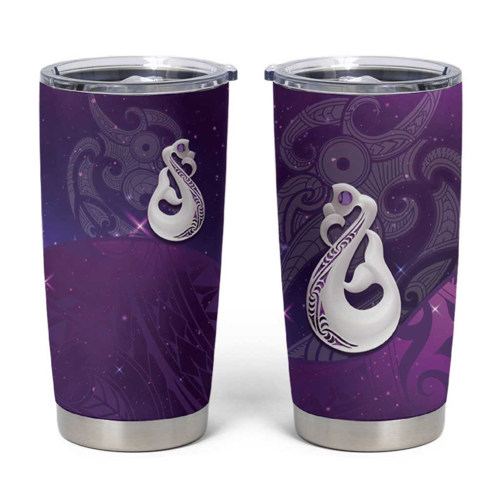 New Zealand Matariki Tumbler Cup Maori Manaia Galaxy Silver Fern Purple Color LT22 Purple - Polynesian Pride