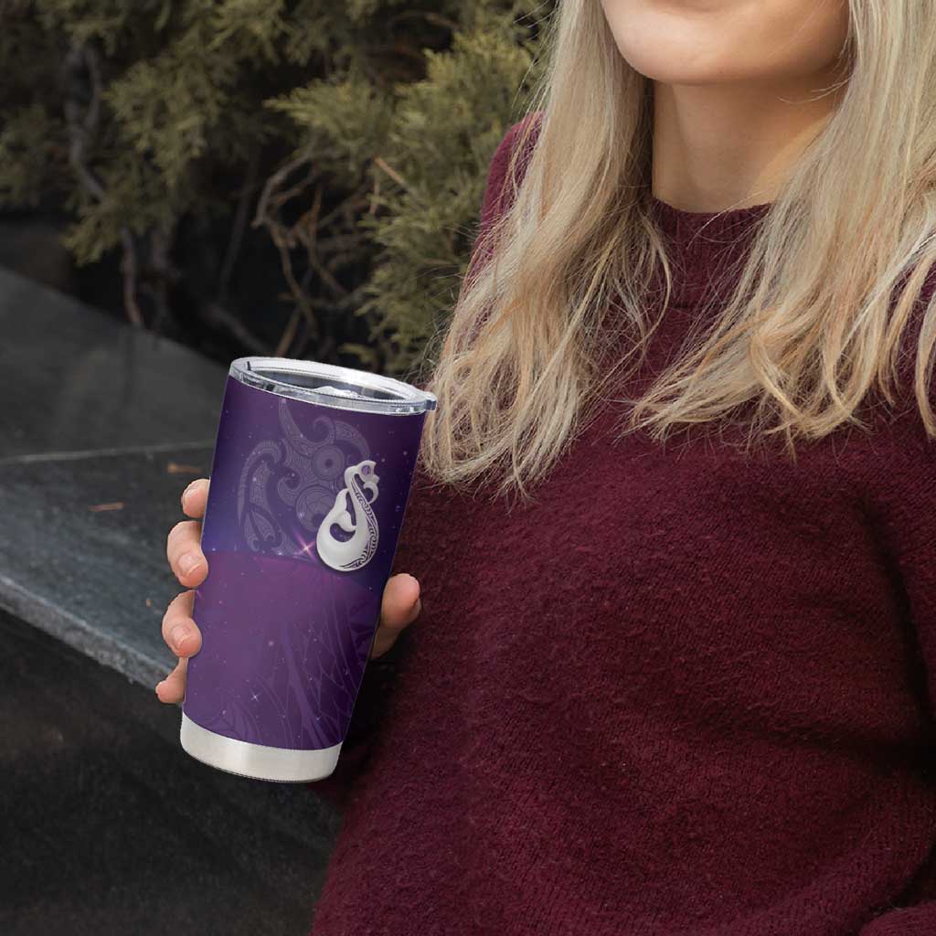 New Zealand Matariki Tumbler Cup Maori Manaia Galaxy Silver Fern Purple Color