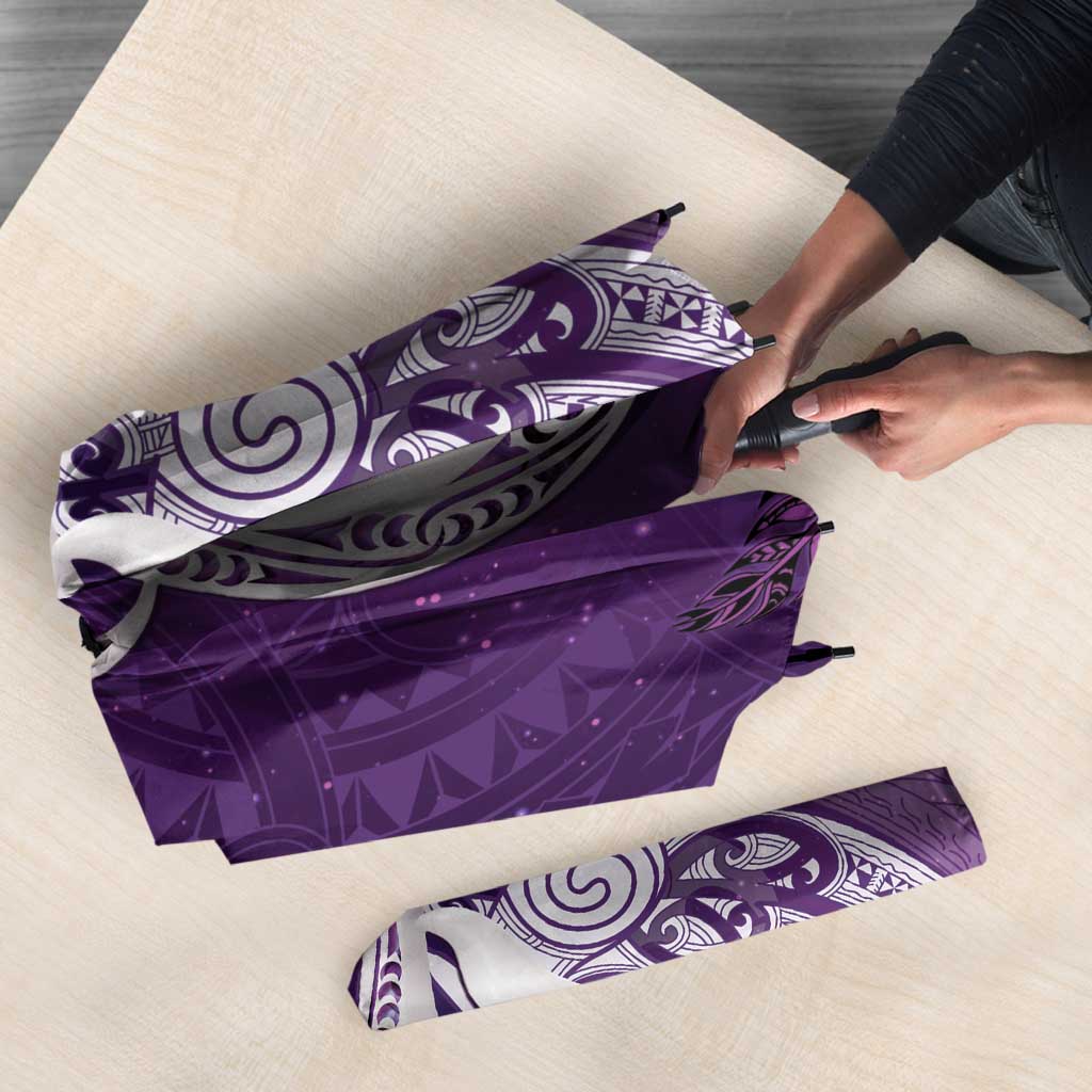 New Zealand Matariki Umbrella Maori Manaia Galaxy Silver Fern Purple Color