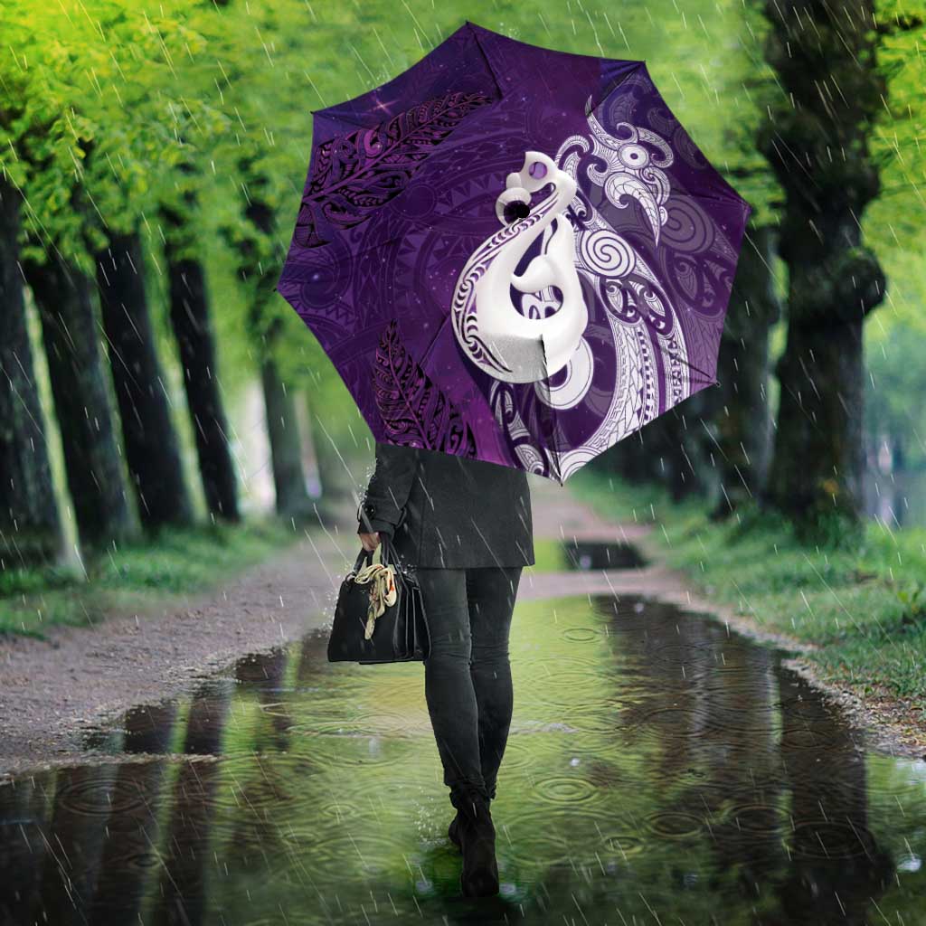 New Zealand Matariki Umbrella Maori Manaia Galaxy Silver Fern Purple Color