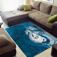 New Zealand Matariki Area Rug Maori Manaia Galaxy Silver Fern Blue Color LT22 - Polynesian Pride