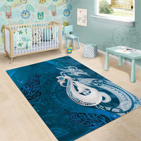 New Zealand Matariki Area Rug Maori Manaia Galaxy Silver Fern Blue Color LT22 - Polynesian Pride