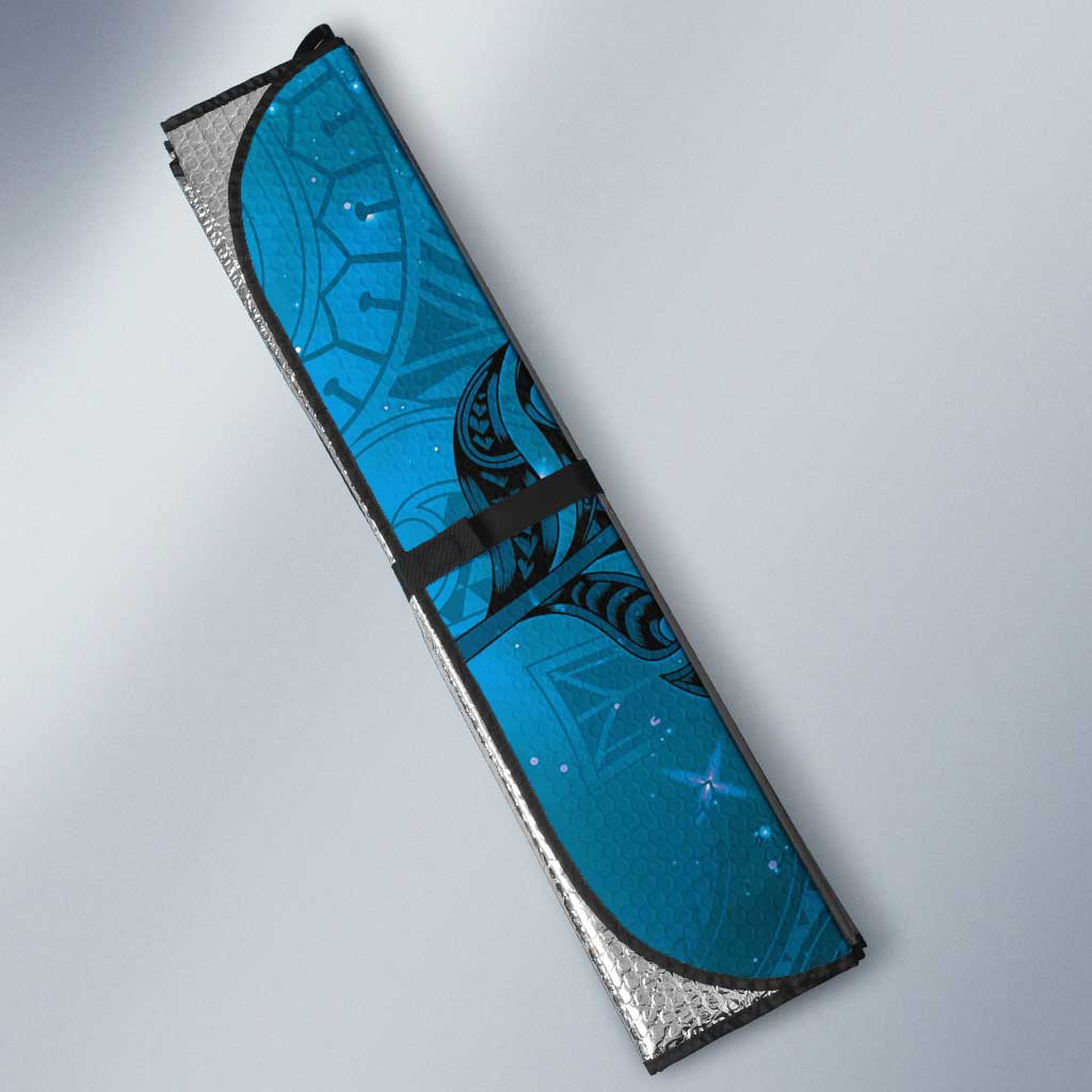 New Zealand Matariki Auto Sun Shade Maori Manaia Galaxy Silver Fern Blue Color