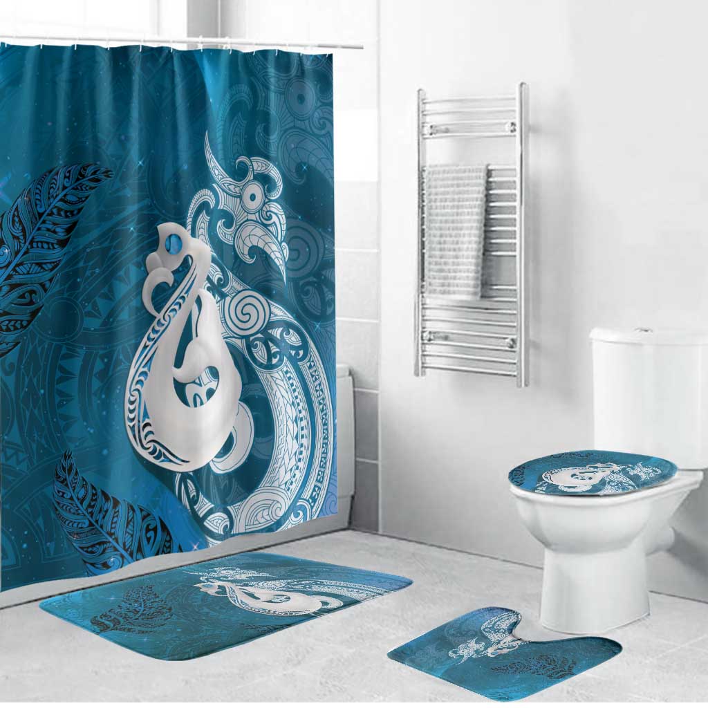 New Zealand Matariki Bathroom Set Maori Manaia Galaxy Silver Fern Blue Color LT22 Bathroom Set (4 pcs) Blue - Polynesian Pride