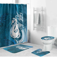 New Zealand Matariki Bathroom Set Maori Manaia Galaxy Silver Fern Blue Color LT22 Bathroom Set (4 pcs) Blue - Polynesian Pride
