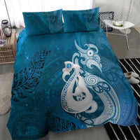 New Zealand Matariki Bedding Set Maori Manaia Galaxy Silver Fern Blue Color LT22 - Polynesian Pride