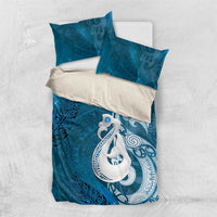 New Zealand Matariki Bedding Set Maori Manaia Galaxy Silver Fern Blue Color LT22 US Twin 172cm x 218cm Blue - Polynesian Pride
