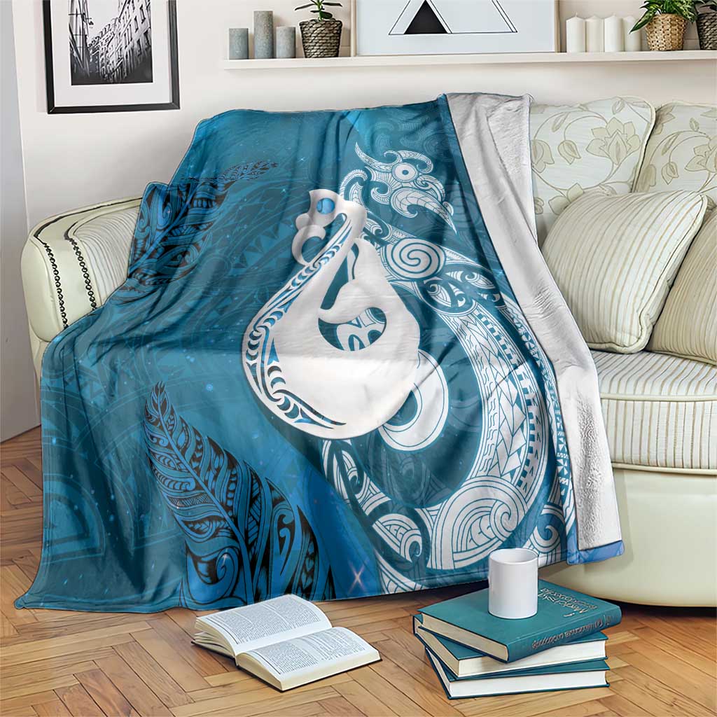 New Zealand Matariki Blanket Maori Manaia Galaxy Silver Fern Blue Color LT22 Blue - Polynesian Pride