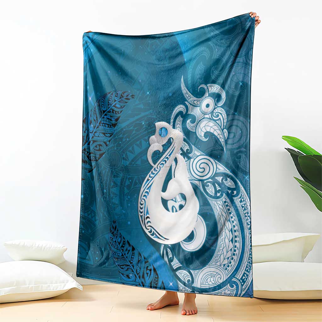 New Zealand Matariki Blanket Maori Manaia Galaxy Silver Fern Blue Color LT22 - Polynesian Pride