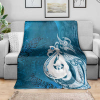 New Zealand Matariki Blanket Maori Manaia Galaxy Silver Fern Blue Color LT22 - Polynesian Pride