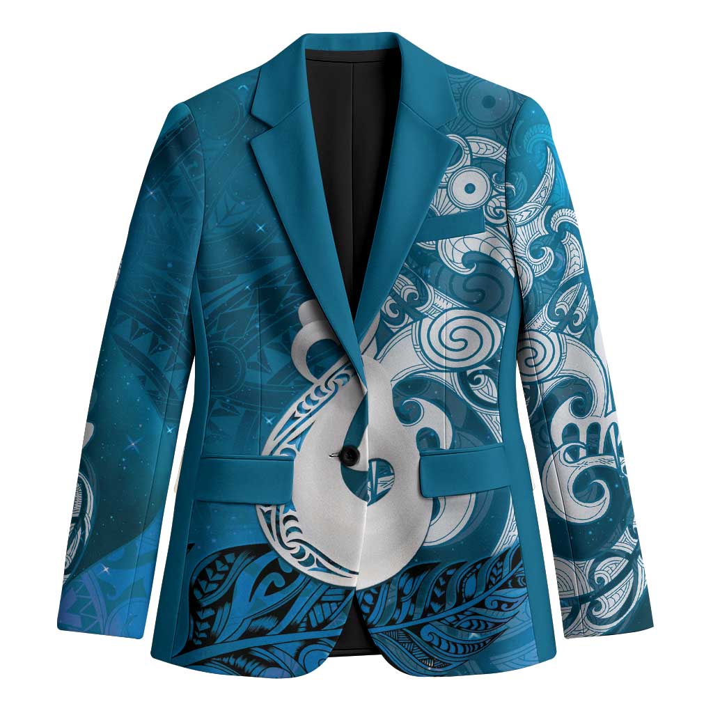 New Zealand Matariki Blazer Maori Manaia Galaxy Silver Fern Blue Color LT22 Unisex Blue - Polynesian Pride