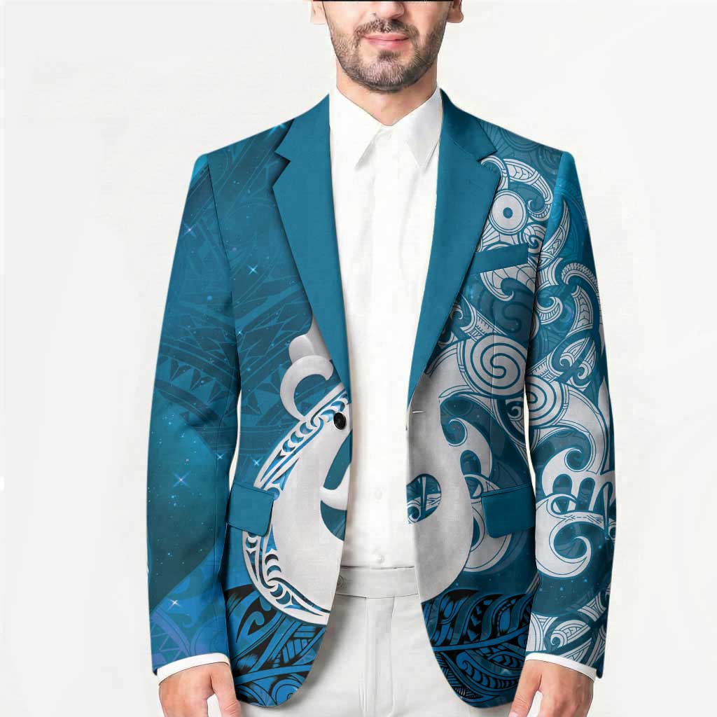 New Zealand Matariki Blazer Maori Manaia Galaxy Silver Fern Blue Color LT22 - Polynesian Pride