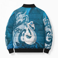New Zealand Matariki Bomber Puffer Jacket Maori Manaia Galaxy Silver Fern Blue Color