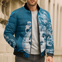 New Zealand Matariki Bomber Puffer Jacket Maori Manaia Galaxy Silver Fern Blue Color