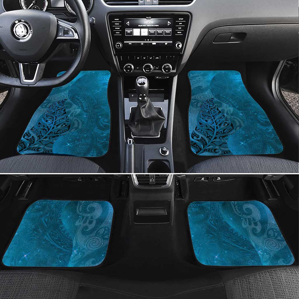 New Zealand Matariki Car Mats Maori Manaia Galaxy Silver Fern Blue Color LT22 Set 4pcs Blue - Polynesian Pride