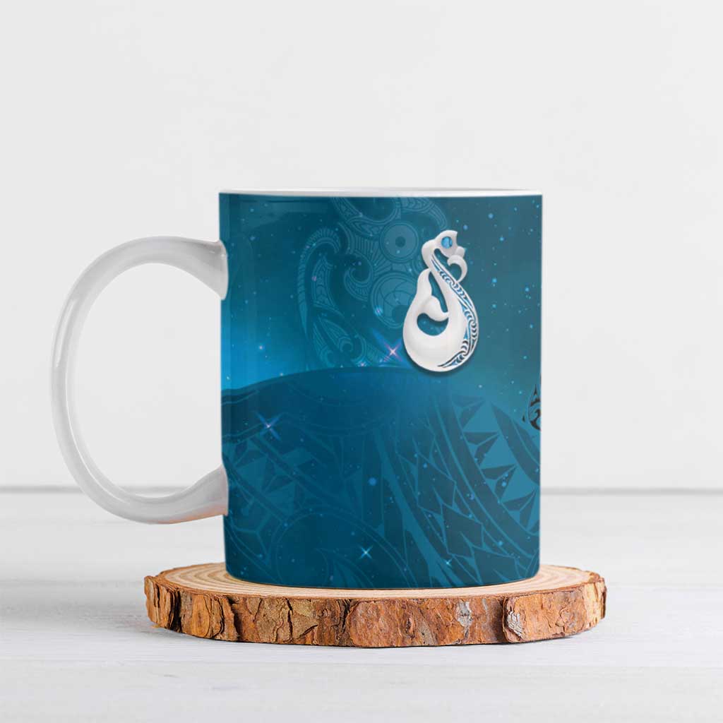 New Zealand Matariki Ceramic Mug Maori Manaia Galaxy Silver Fern Blue Color LT22 Blue - Polynesian Pride