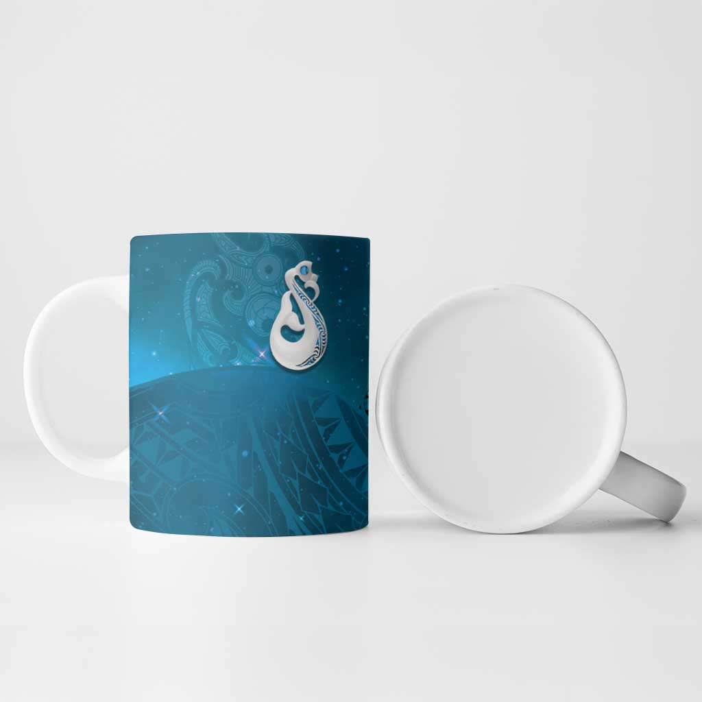 New Zealand Matariki Ceramic Mug Maori Manaia Galaxy Silver Fern Blue Color LT22 - Polynesian Pride