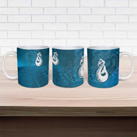 New Zealand Matariki Ceramic Mug Maori Manaia Galaxy Silver Fern Blue Color LT22 - Polynesian Pride
