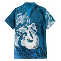 New Zealand Matariki Family Matching Tank Maxi Dress and Hawaiian Shirt Maori Manaia Galaxy Silver Fern Blue Color