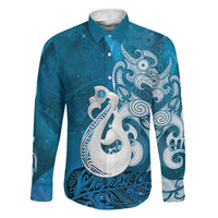 New Zealand Matariki Family Matching Tank Maxi Dress and Hawaiian Shirt Maori Manaia Galaxy Silver Fern Blue Color