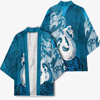 New Zealand Matariki Kimono Maori Manaia Galaxy Silver Fern Blue Color