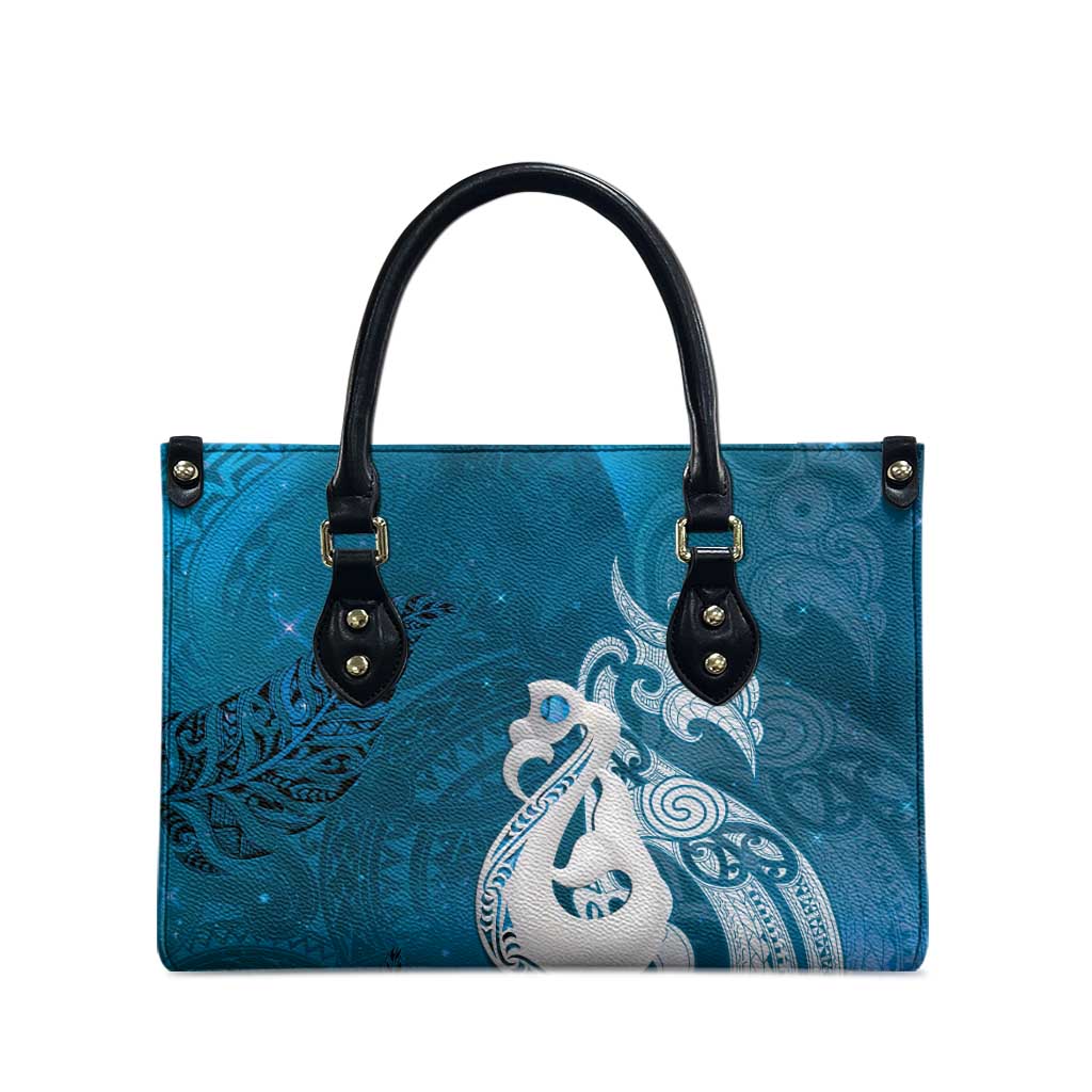 New Zealand Matariki Leather Bag Maori Manaia Galaxy Silver Fern Blue Color LT22 - Polynesian Pride