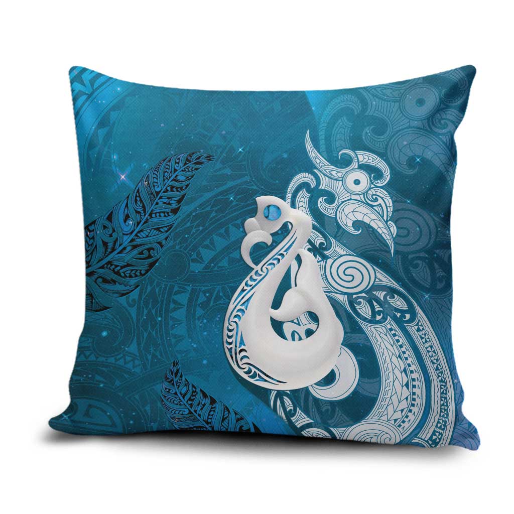 New Zealand Matariki Pillow Cover Maori Manaia Galaxy Silver Fern Blue Color LT22 Blue - Polynesian Pride