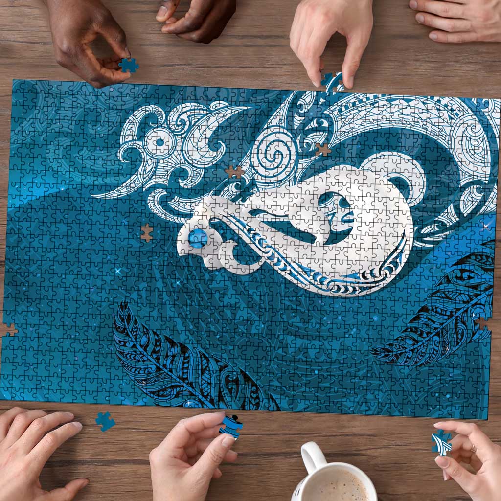 New Zealand Matariki Puzzle Maori Manaia Galaxy Silver Fern Blue Color LT22 - Polynesian Pride