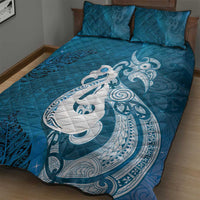 New Zealand Matariki Quilt Bed Set Maori Manaia Galaxy Silver Fern Blue Color LT22 - Polynesian Pride