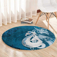 New Zealand Matariki Round Carpet Maori Manaia Galaxy Silver Fern Blue Color LT22 - Polynesian Pride